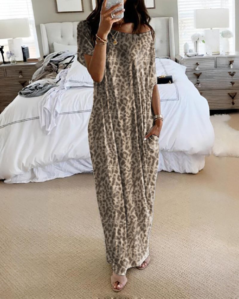 Solid Batwing Sleeve Lounge Dress
