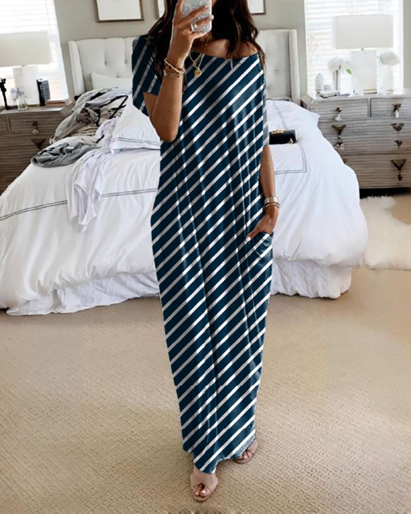 Solid Batwing Sleeve Lounge Dress