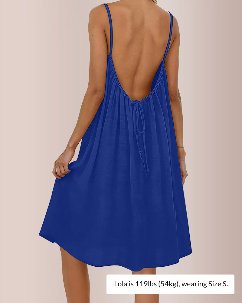Plain Backless Cami Mini Dress