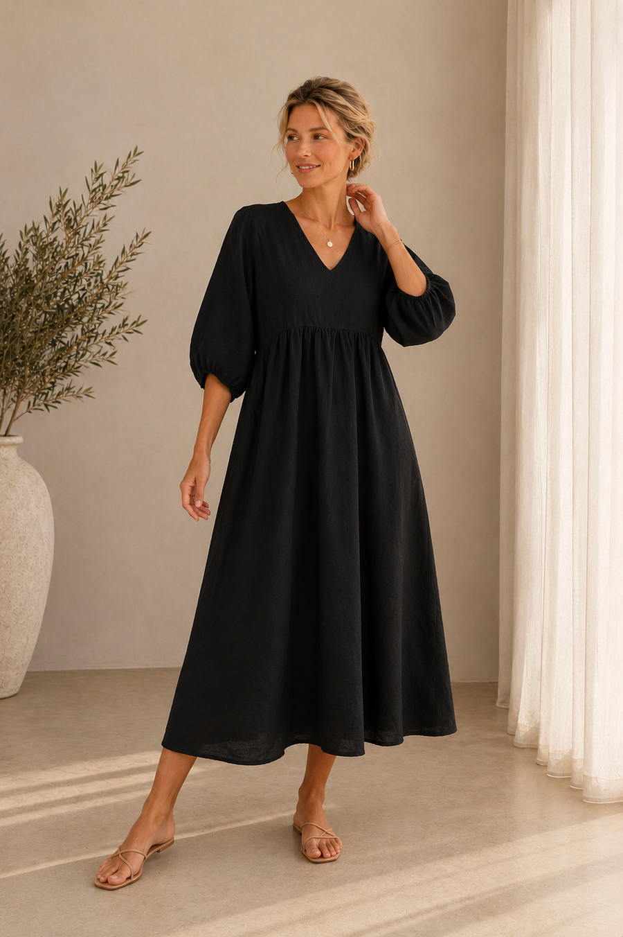 Daisy™ Elegance V-Neck Maxi Dress