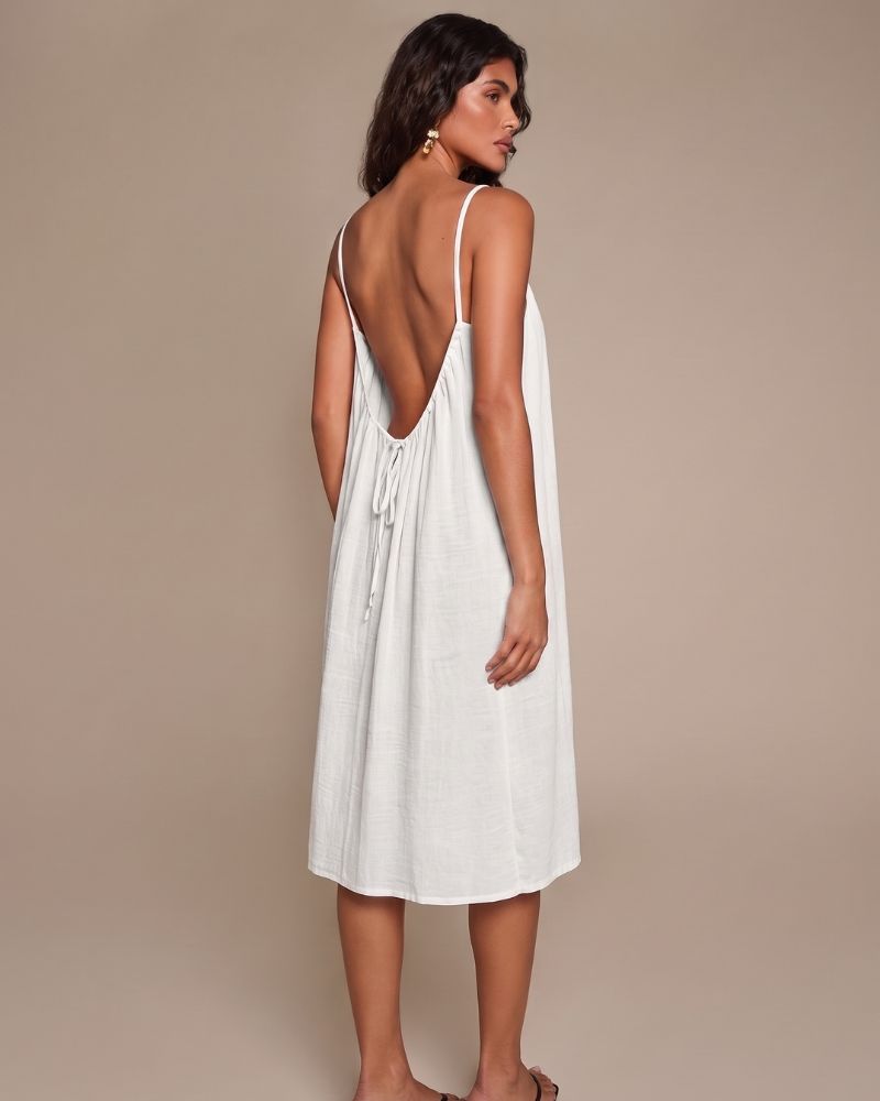 Plain Backless Cami Mini Dress