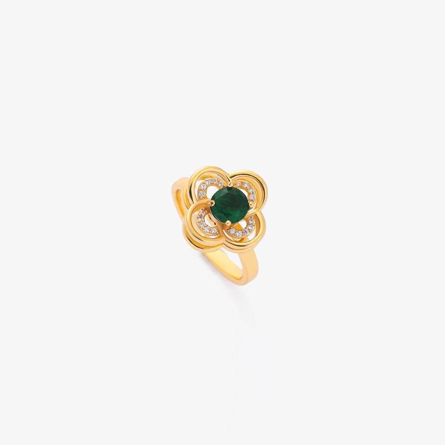 Clover Halo Emerald Spinning Ring