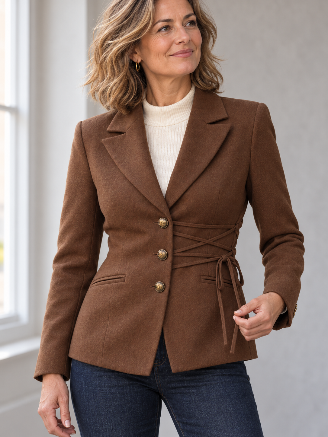 The Adelaide Lace-Waist Blazer