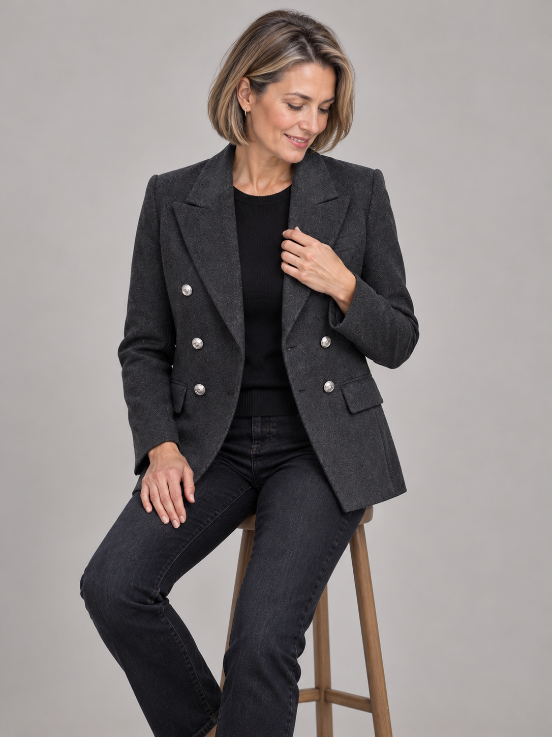 The Audrey Button-Detail Blazer