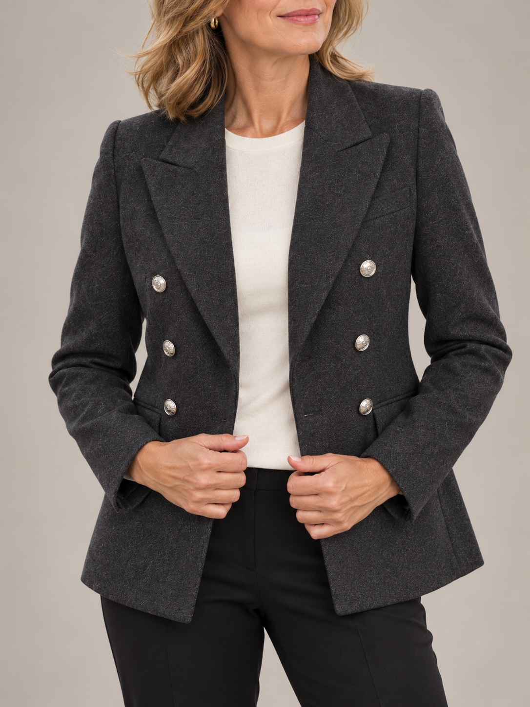 The Audrey Button-Detail Blazer
