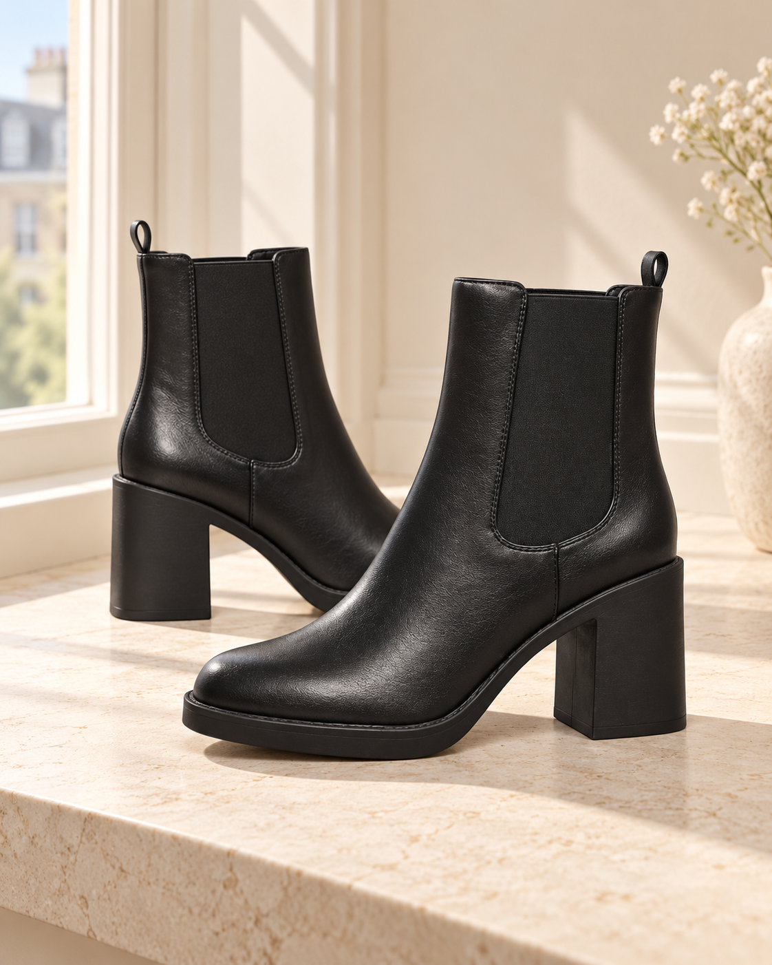 Chelsea Block Heel Ankle Boots