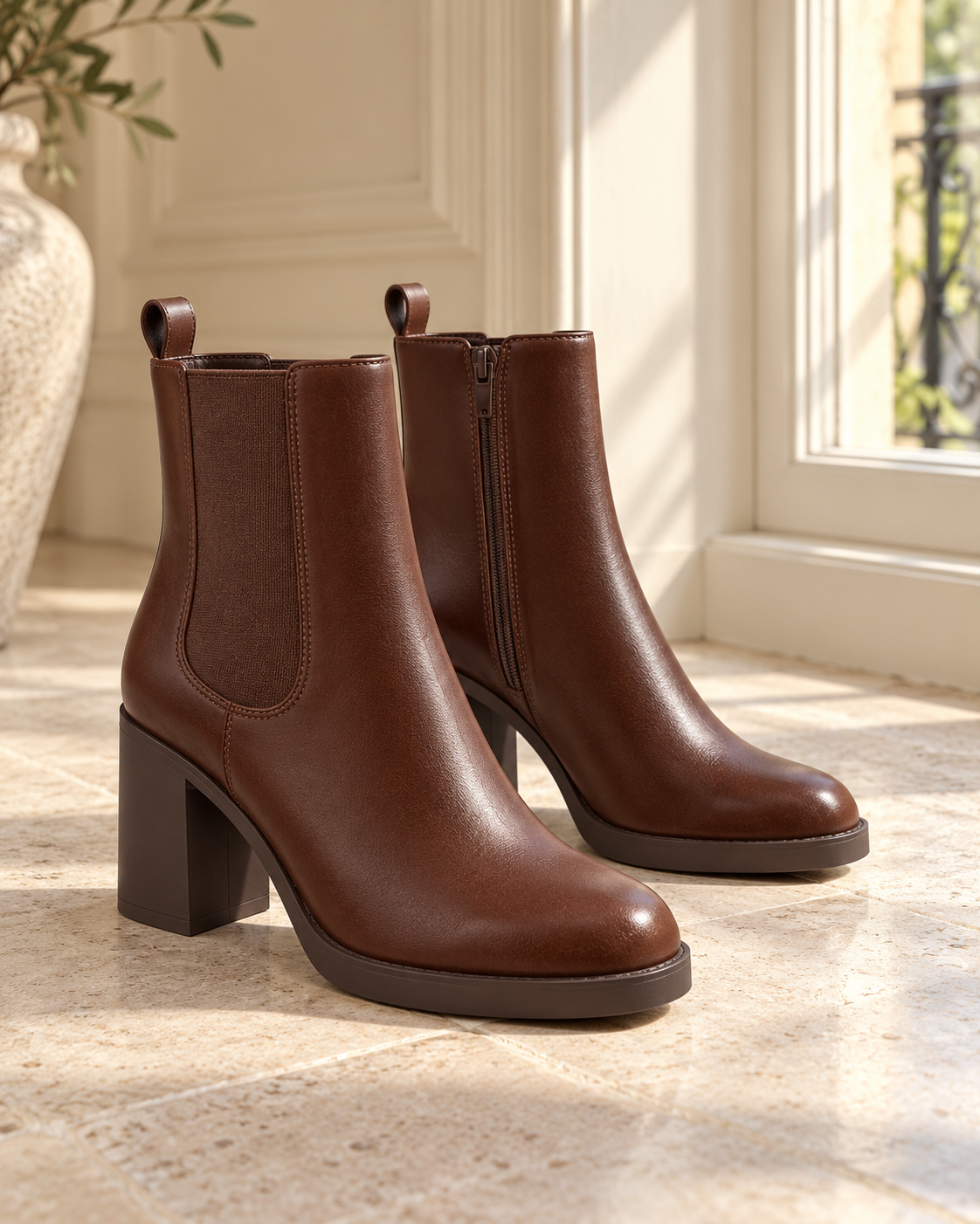 Chelsea Block Heel Ankle Boots
