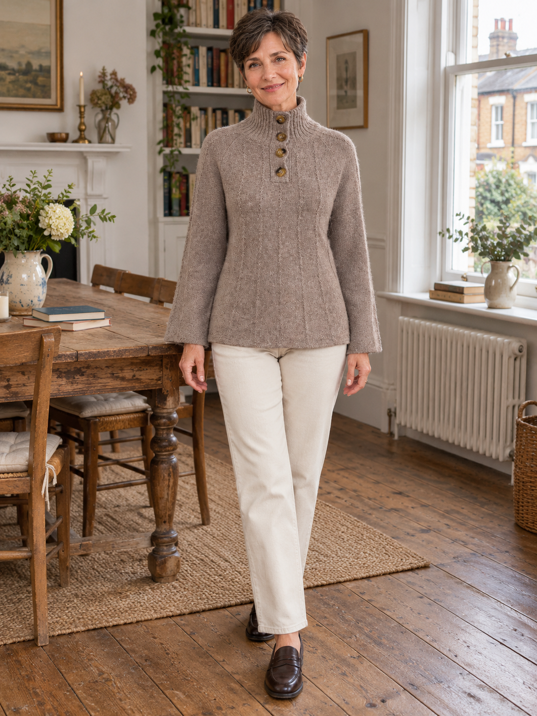 The Frances Button-Neck Jumper