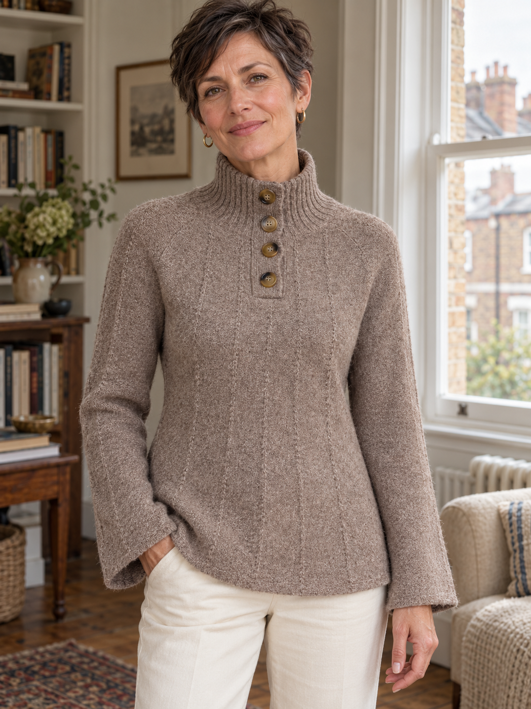 The Frances Button-Neck Jumper