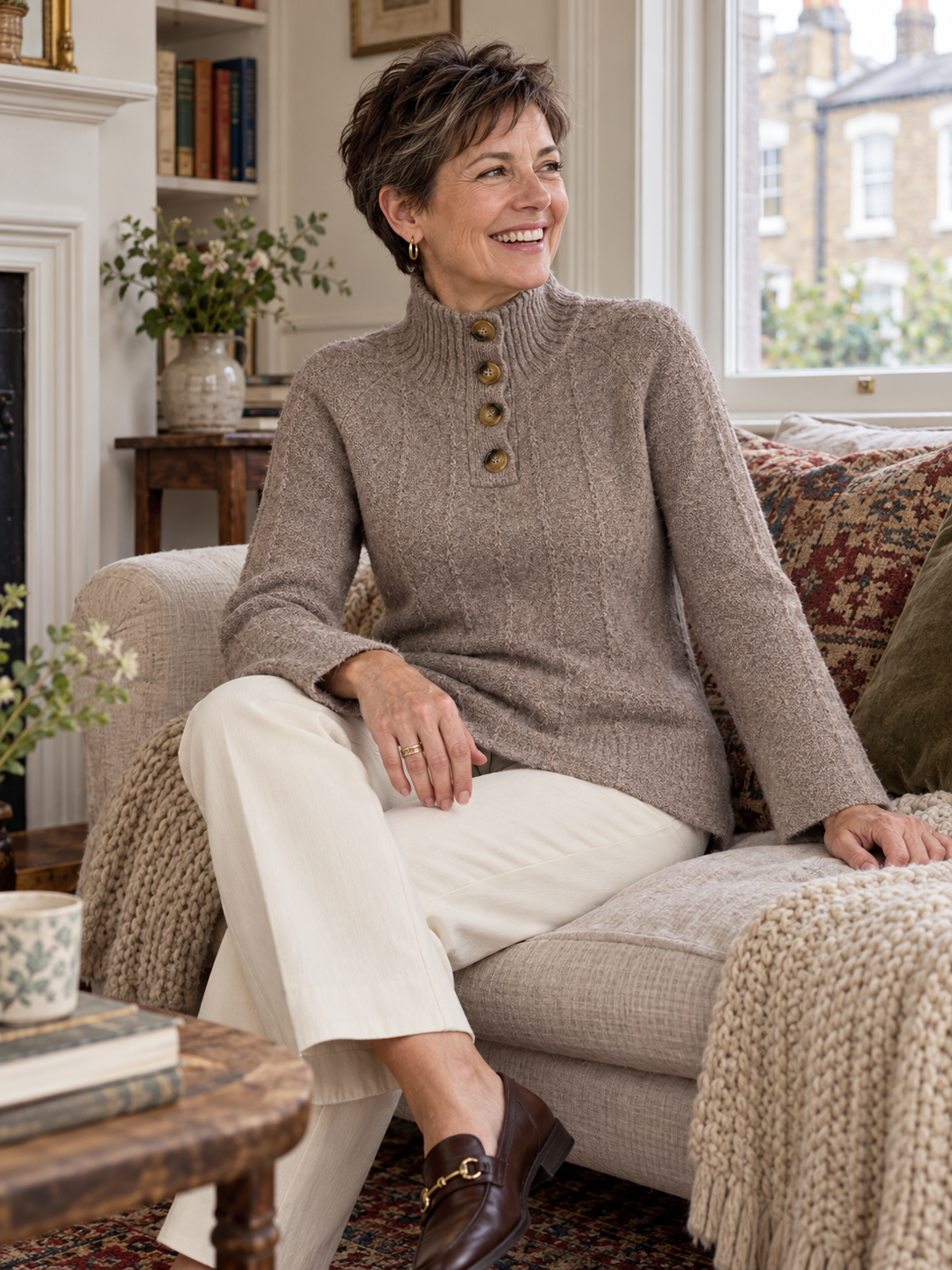 The Frances Button-Neck Jumper