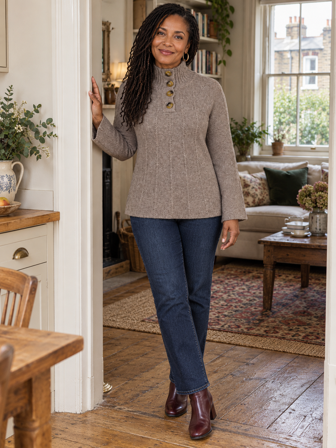 The Frances Button-Neck Jumper