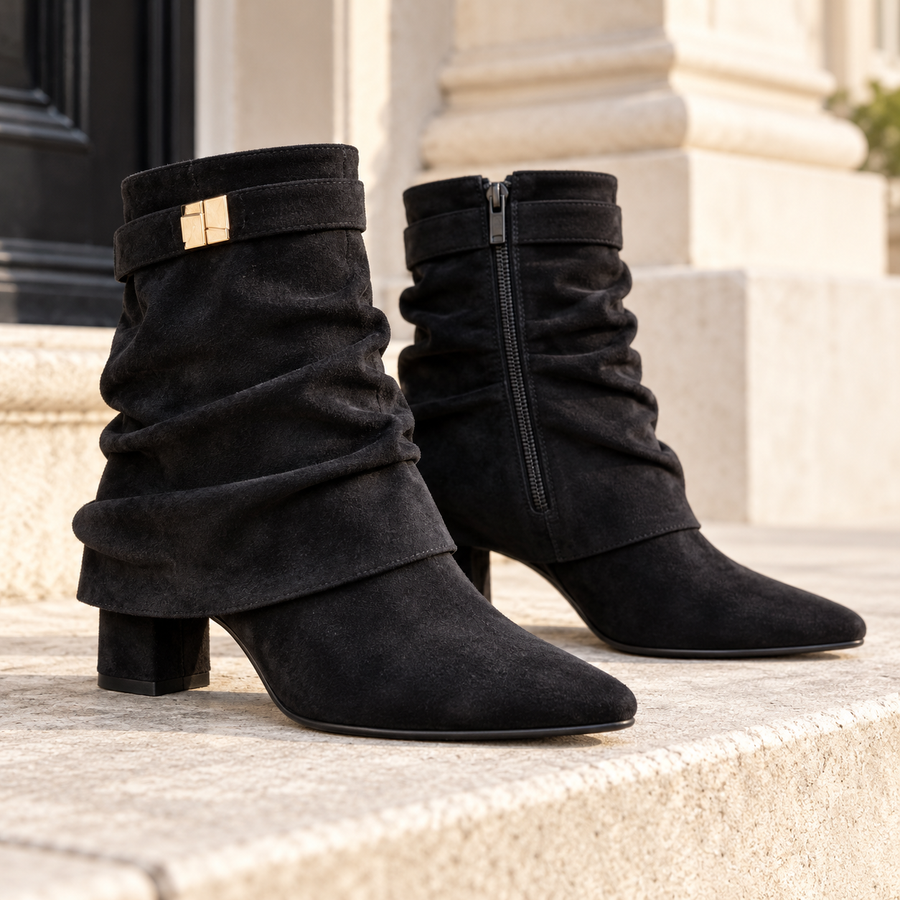 Mayfair Draped Buckle Ankle Boots