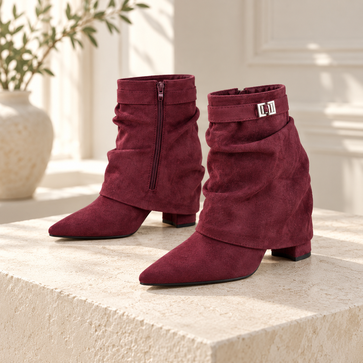 Mayfair Draped Buckle Ankle Boots