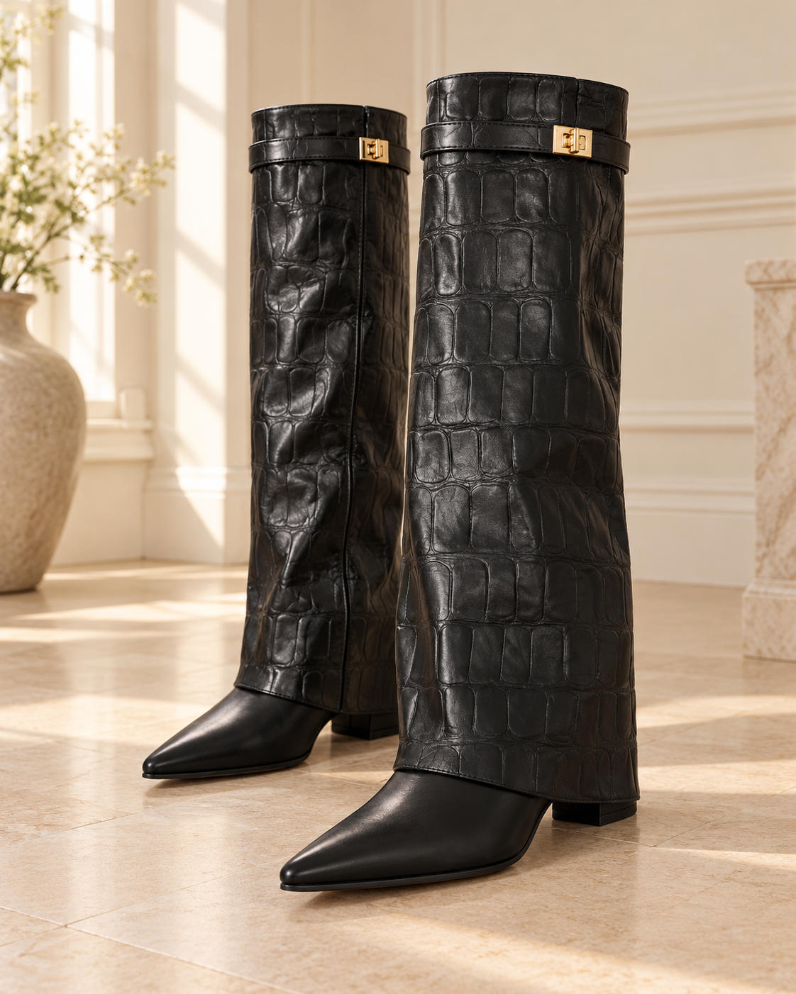 Windsor Draped Buckle Boots